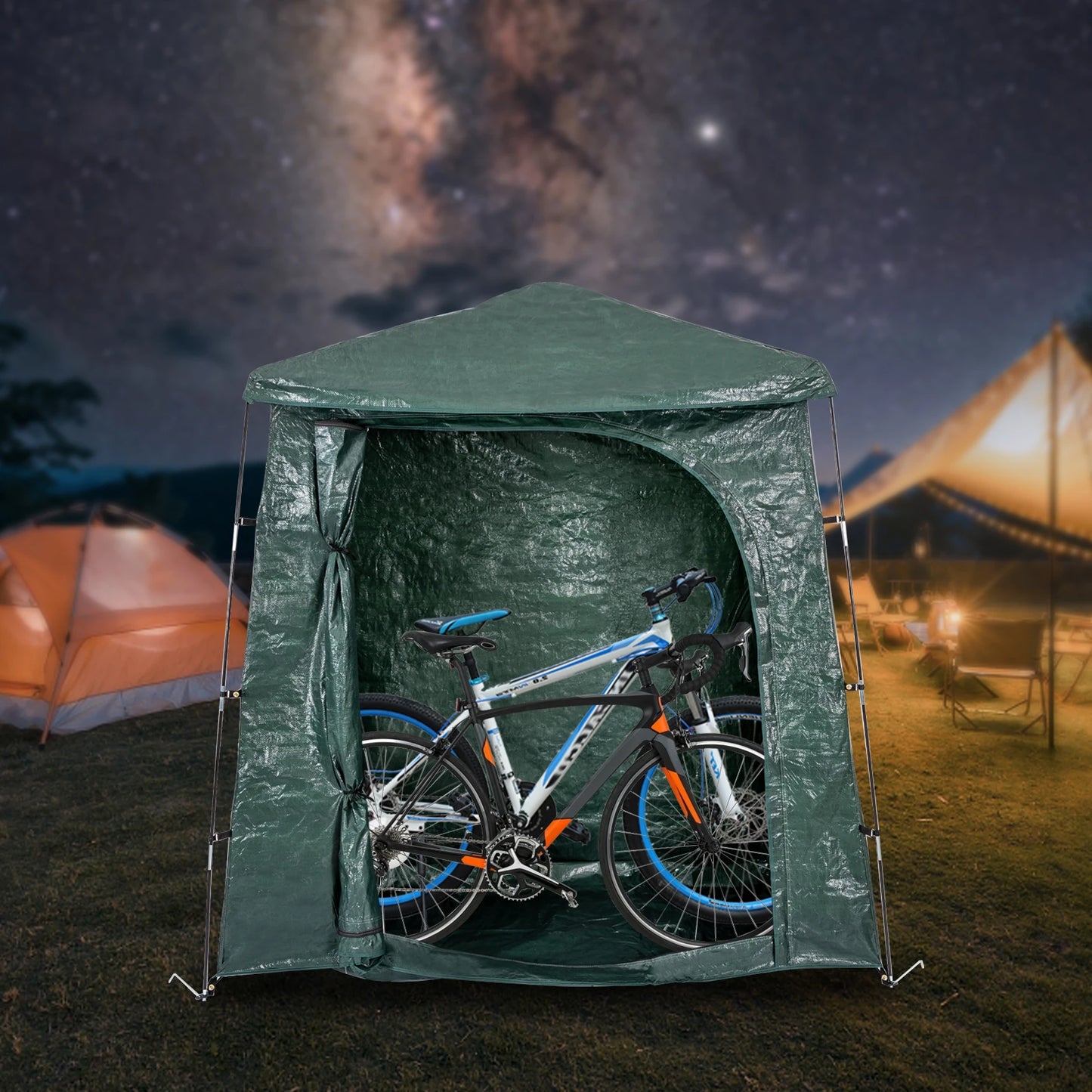 Garden Bicycle Storage Tent Shed Kit Outdoor Storage Stable Waterproof Shelter Foldable Tent Green