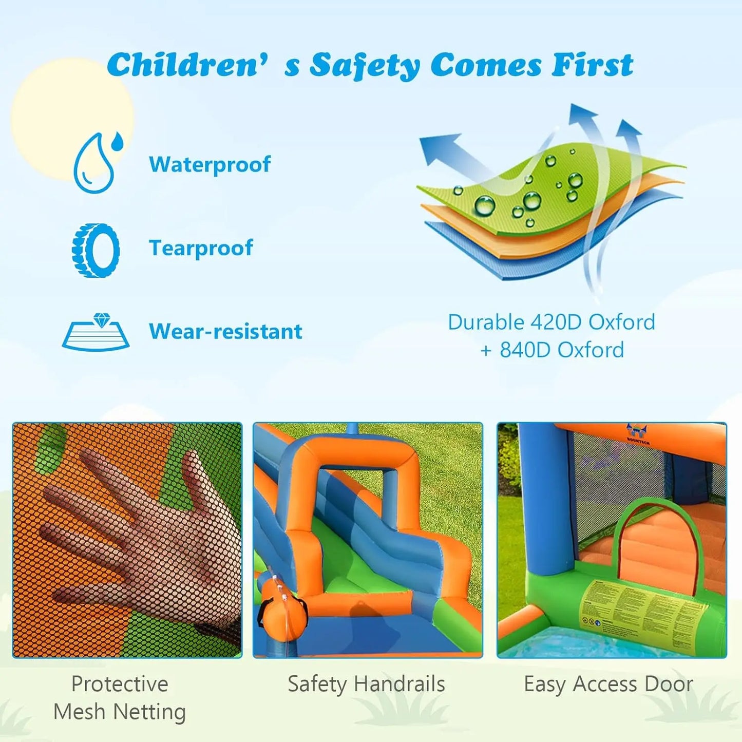 Inflatable Water Slide, 16x12FT Kids Giant Water Bounce House Combo