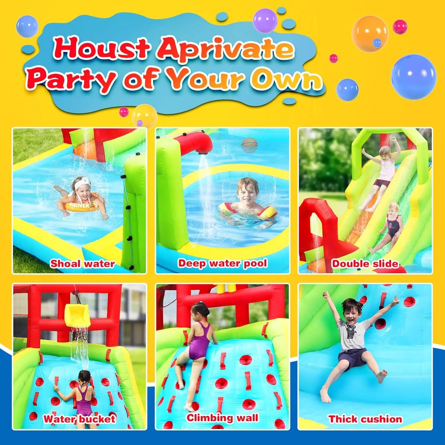 Inflatable Water Slide Park with Splash Pool