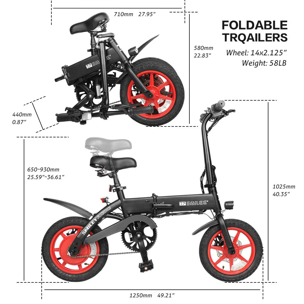 S7 Electric Bike US Stock 350W 14Inch 36V 6Ah Battery Up to 25km/h