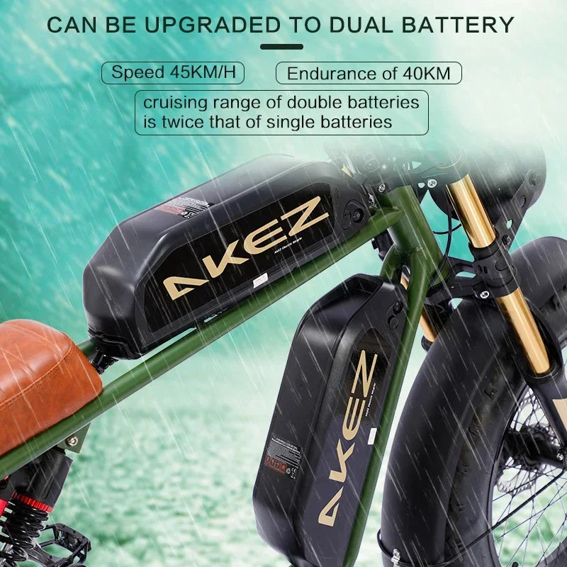 Retro Ebike 1500W 48V 36AH 20*4inch Fat Tire Electric bike Mountain Snow Electric Bicycles EU US Stock AKEZ Adult Motorcycle