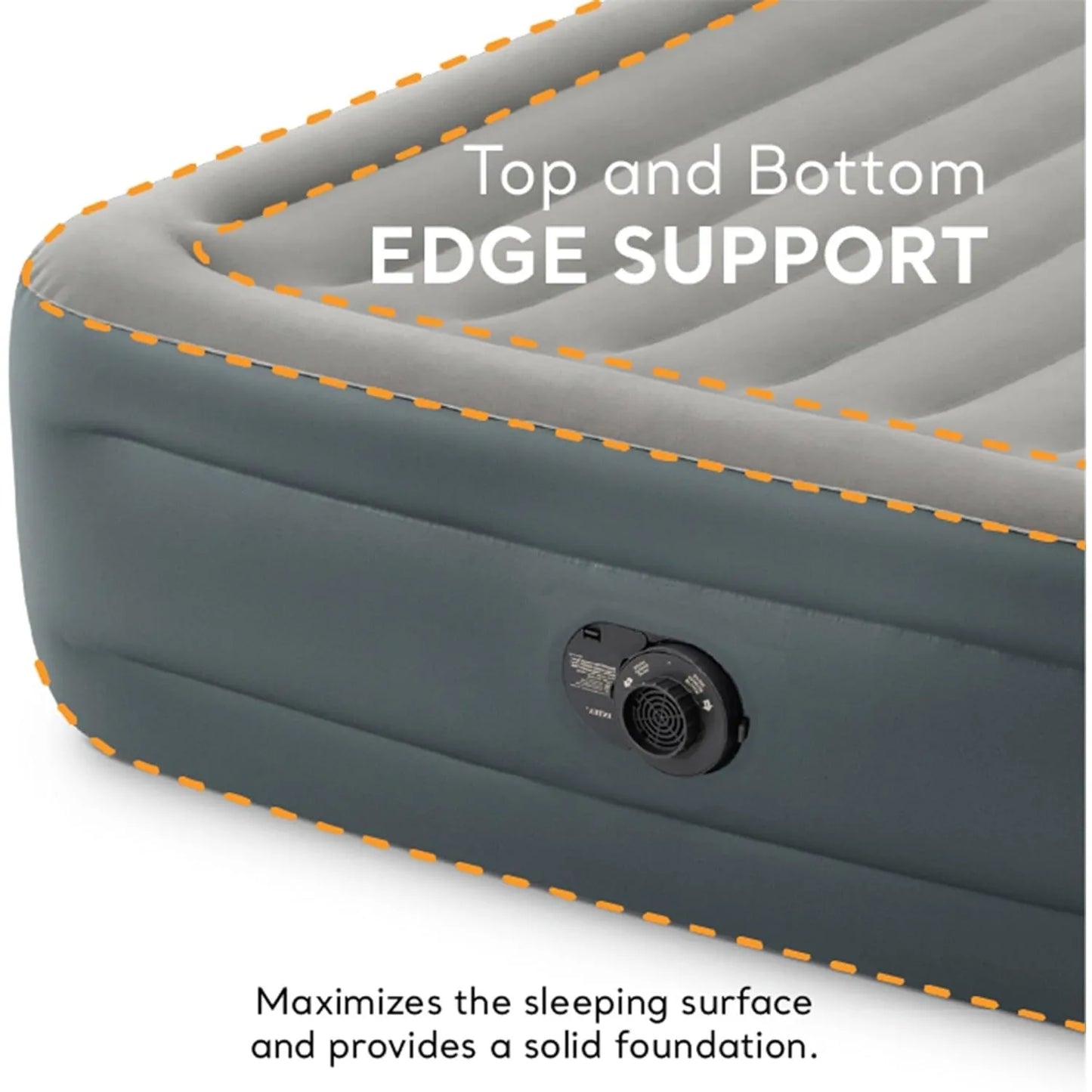 64125ED Dura-Beam Plus Essential Rest Air Mattress: Fiber-Tech – Queen Size – Built-in Electric Pump – 18in Bed Height