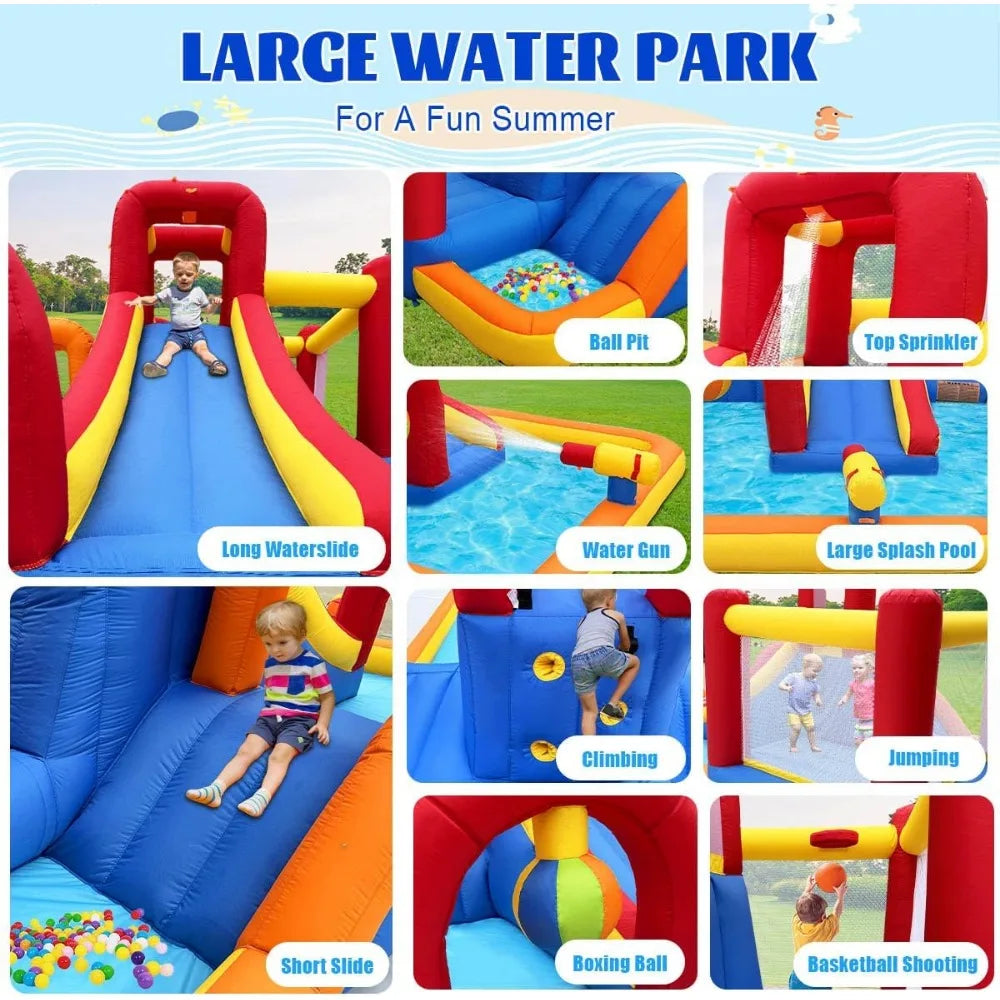 Inflatable Water Slide, 10 in 1 Water Park