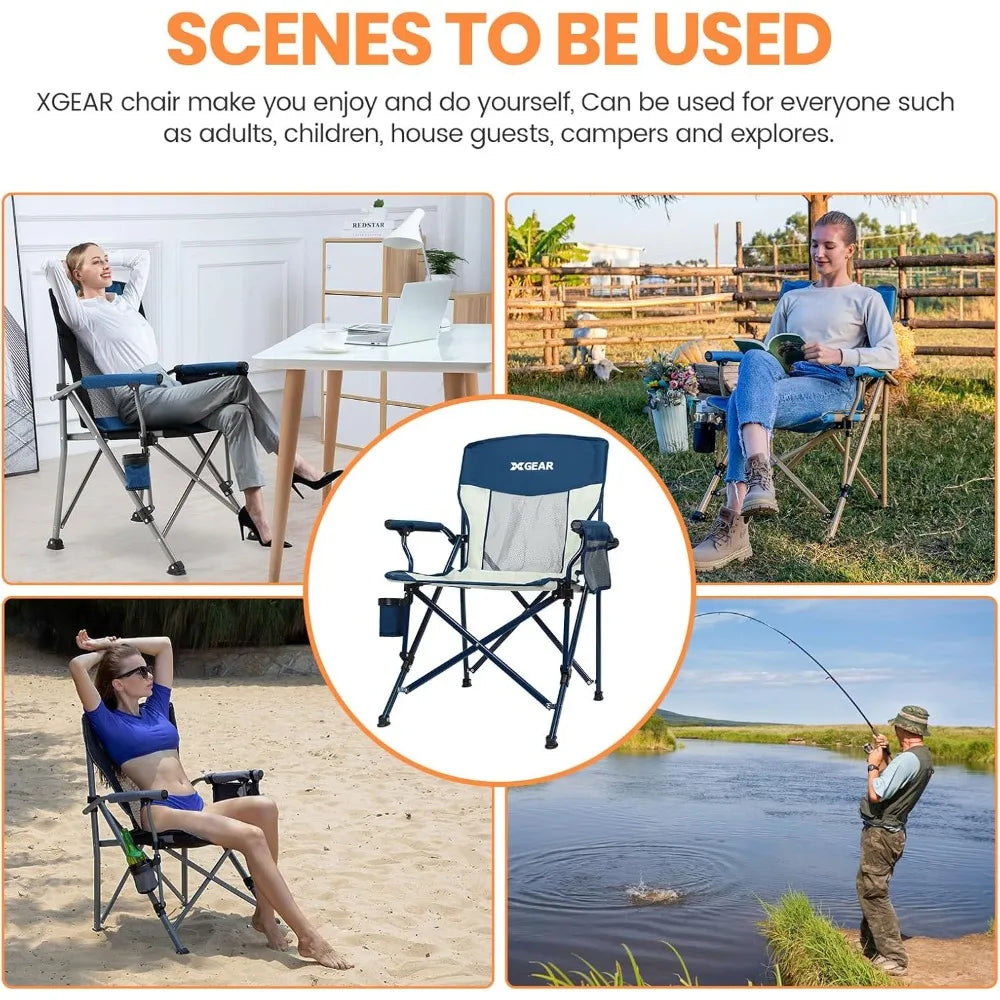 Camping Chair for Adults 350LBS Support Camp Chairs 2PCS with Breathable Mesh Back