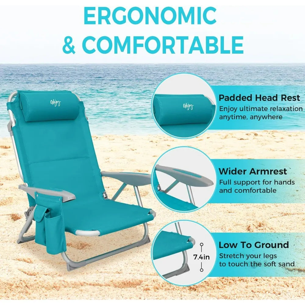 Camping Chair for Adults, 4-Position Aluminum Lightweight Beach Chair