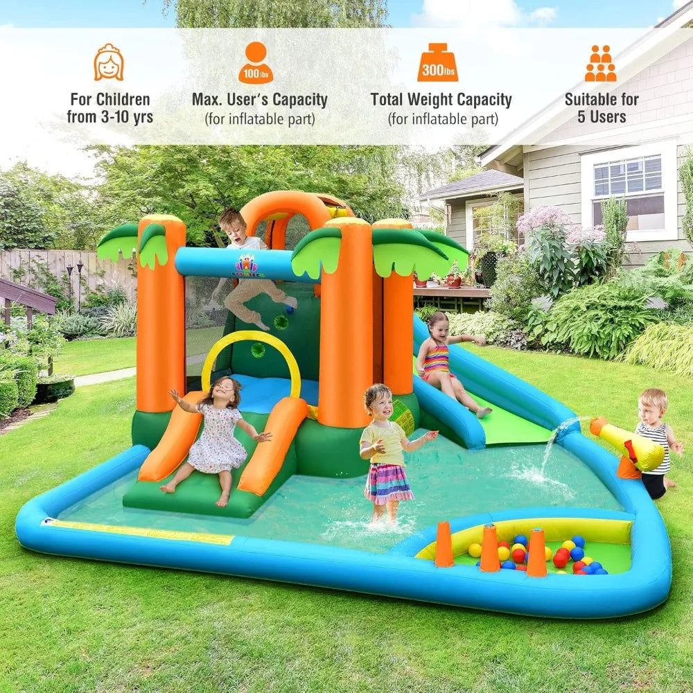 Costzon Inflatable Water Slide, Mega Water Bounce House Combo