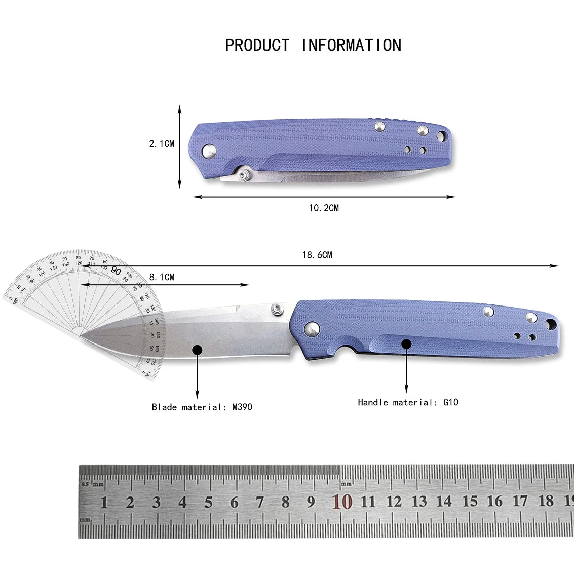 Chic 485 Pocket Folding Knife M390 Satin Plain Blade G10 Handles Tactical Survival Hunting Camping EDC Flipper Knife Clip Tool