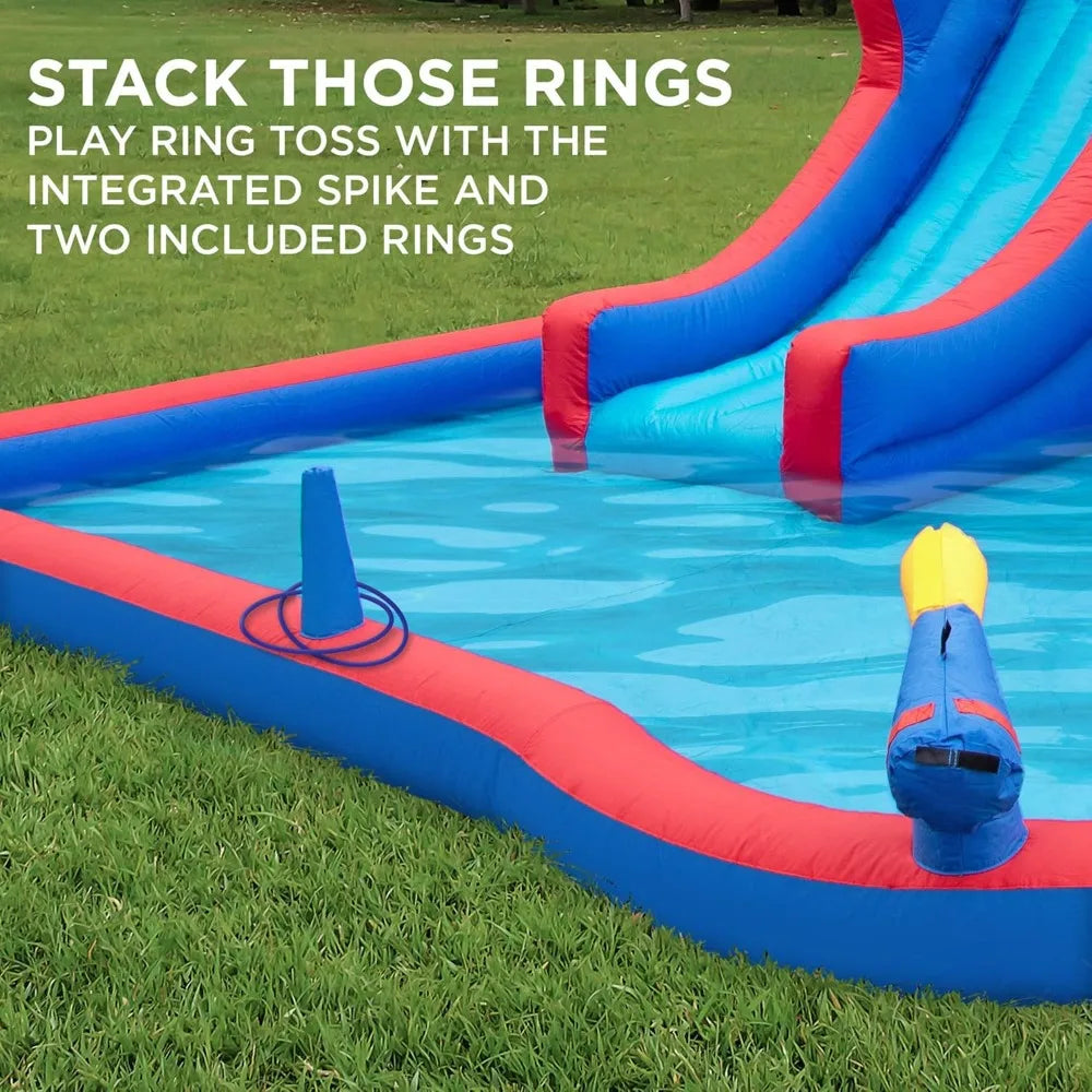 2-in-1 Bounce & Blast Inflatable Water Slide Park Climbing Wall