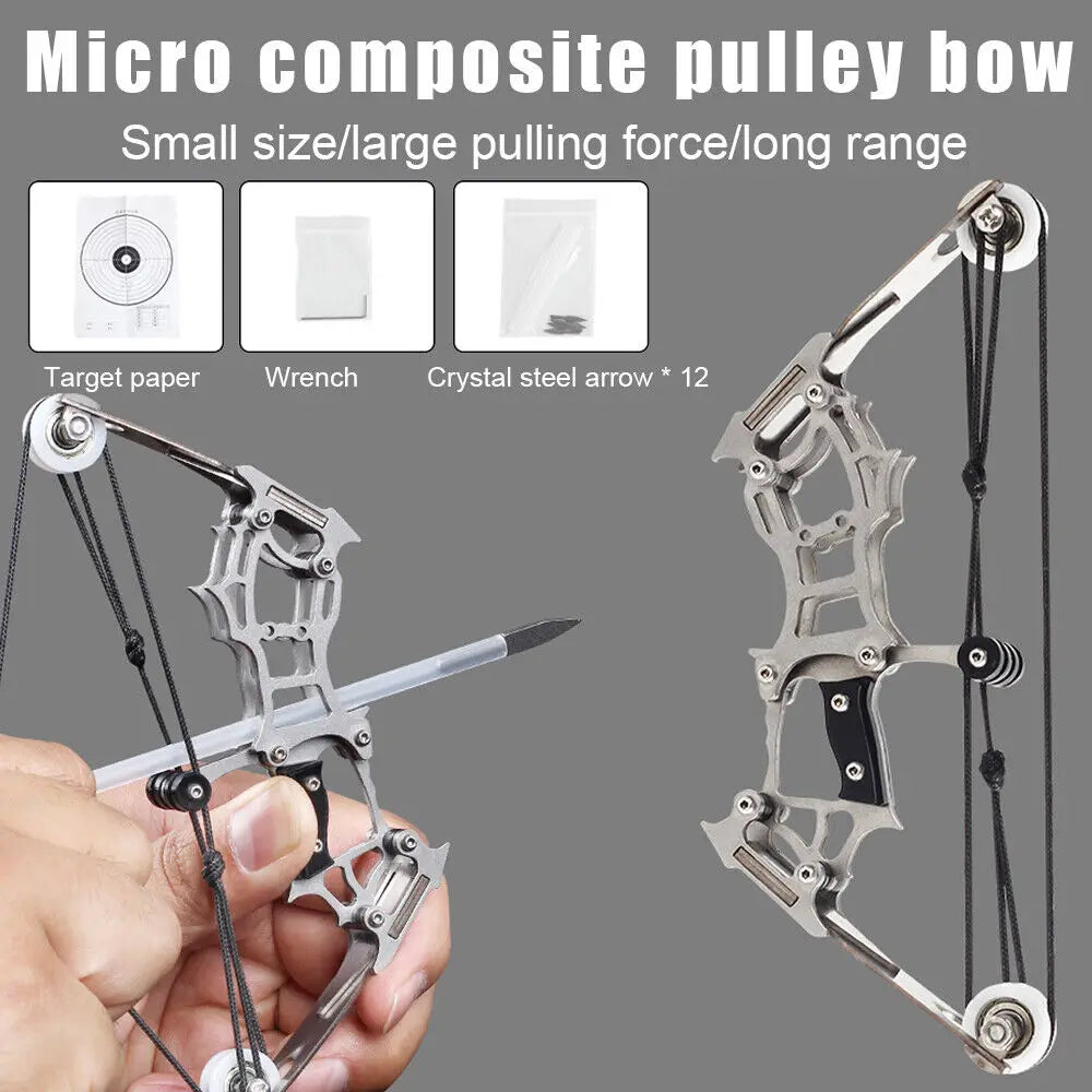 6" Mini Compound Bow Kit Arrows Target Shooting Archery Toy Bow w/ 12pcs Arrows