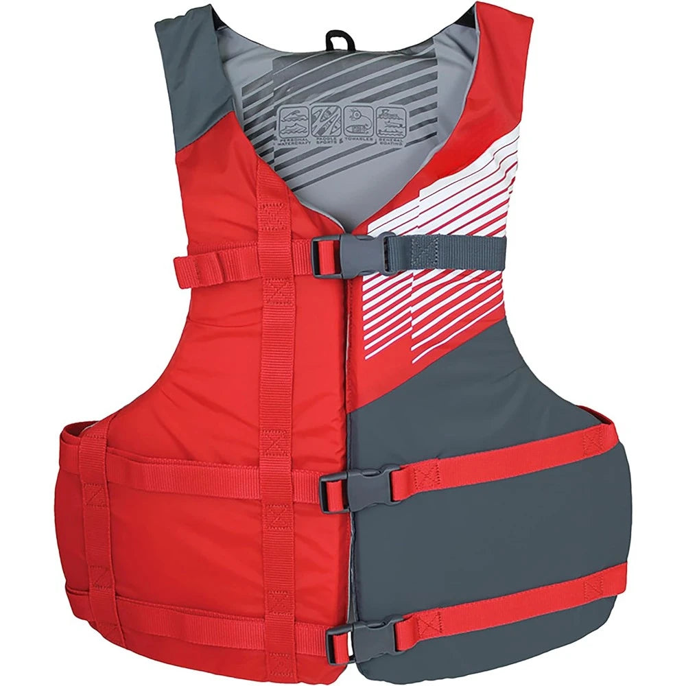 Fit Adult PFD Life Vest | Pack of 4 Adjustable Size, Unisex, Lightweight, High Mobility, PVC Free Life Jacket