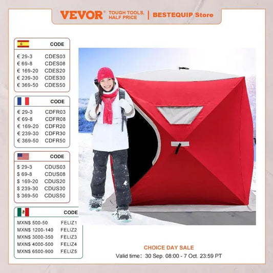 VEVOR Ice Fishing Tent Warm Winter Large Space Thick Camping Outdoor Windproof Waterproof