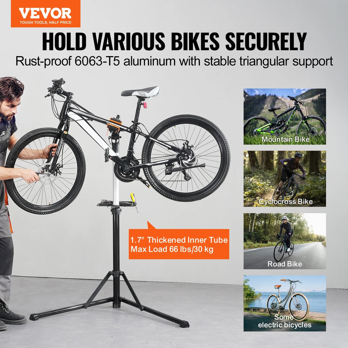 VEVOR Bike Repair Stand 66 lbs Heavy-duty Aluminum Bicycle Repair Stand