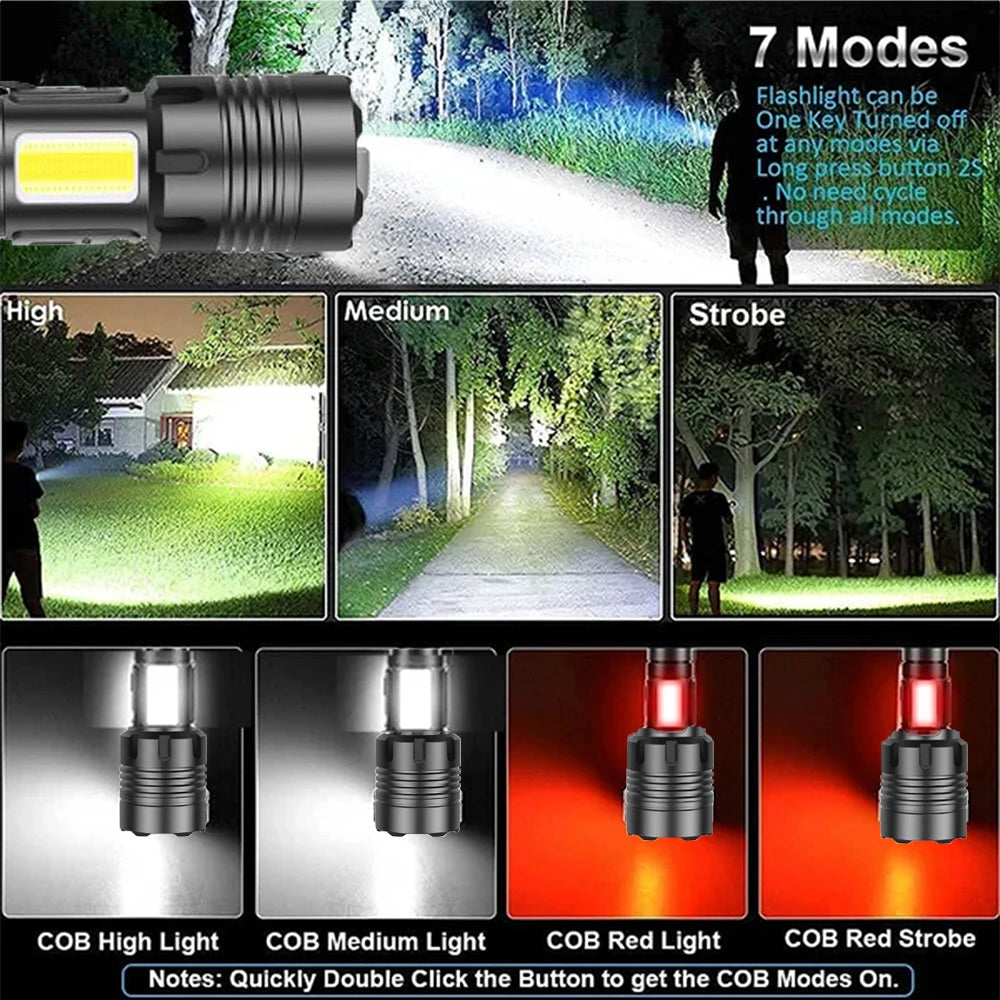 Rechargeable Led Flashlights Super Bright Flashlight 7 Modes