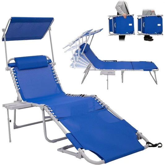 Folding Chaise Lounge Chair with Adjustable Back