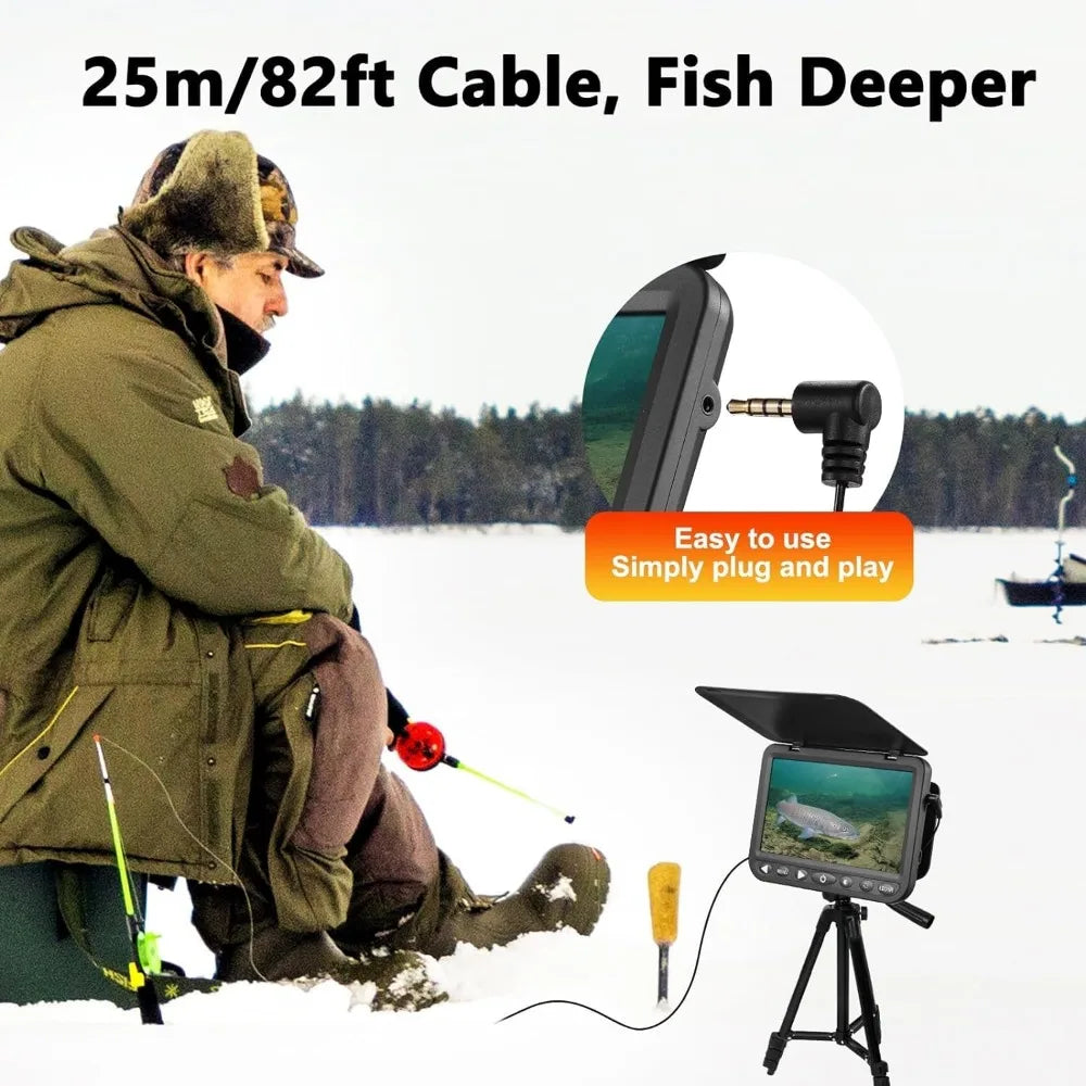 Underwater Fishing Camera HD 1080P- MOQCQGR Ice Fishing Camera Underwater w/ 10,000mAh Li-Battery