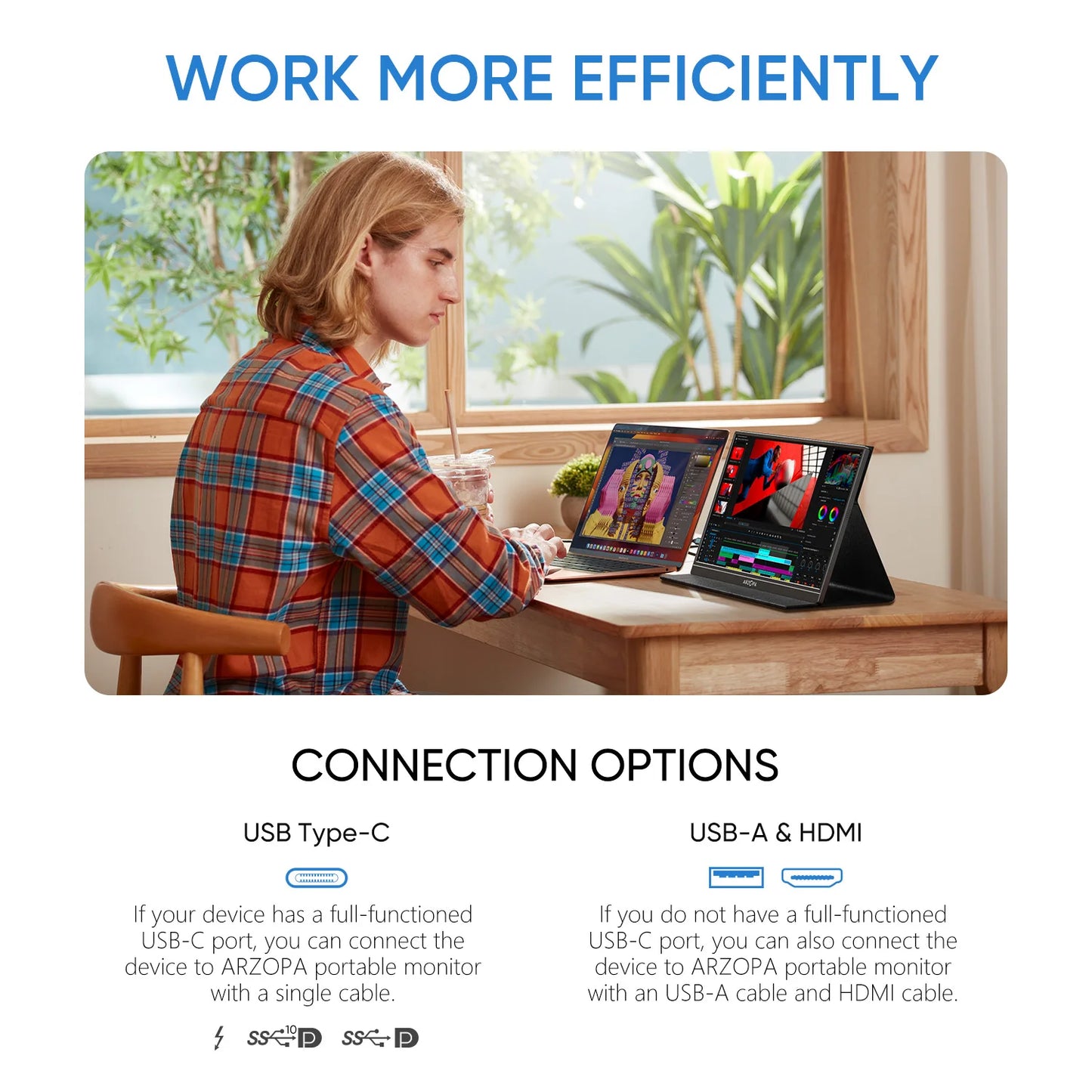 ARZOPA  1080P Portable Monitor 15.6 inch Monitors for Laptop