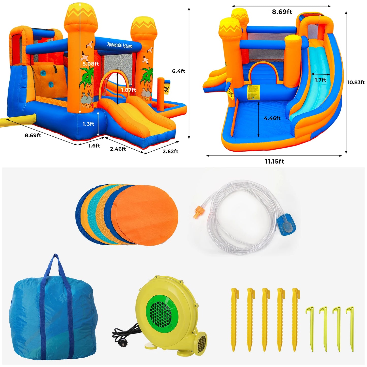 AOOU Kids Inflatable Bounce House w/450W Blower