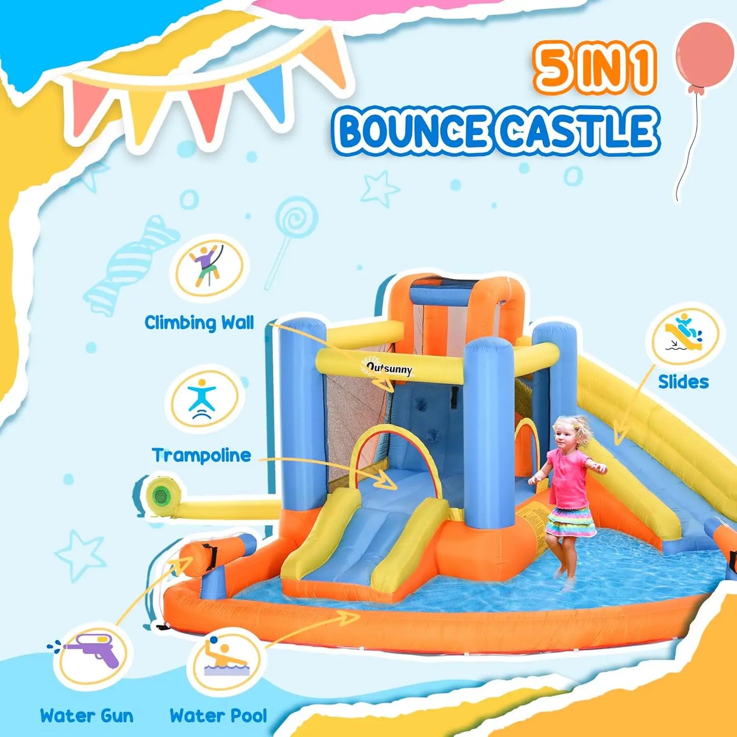 Outsunny Inflatable Water Slide