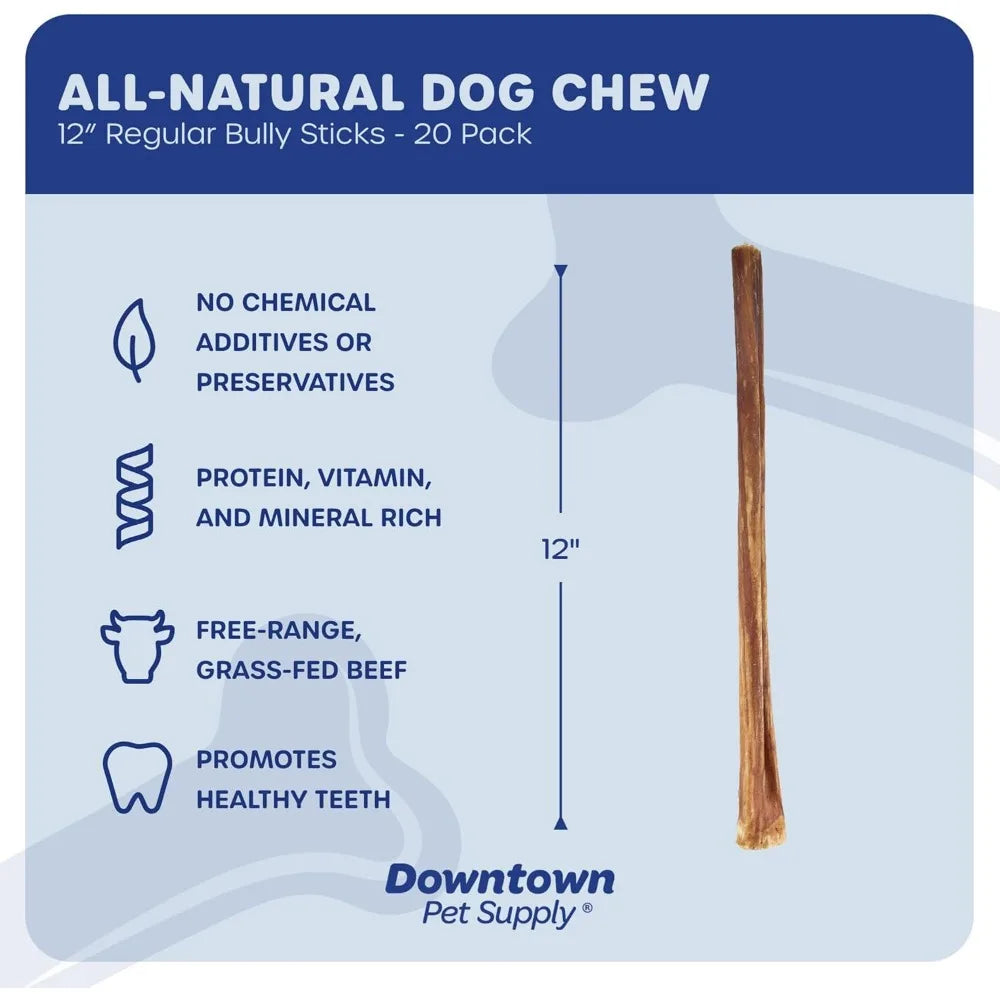 Pet Supply 12-inch Bully Sticks, Rawhide Free Dog Chews