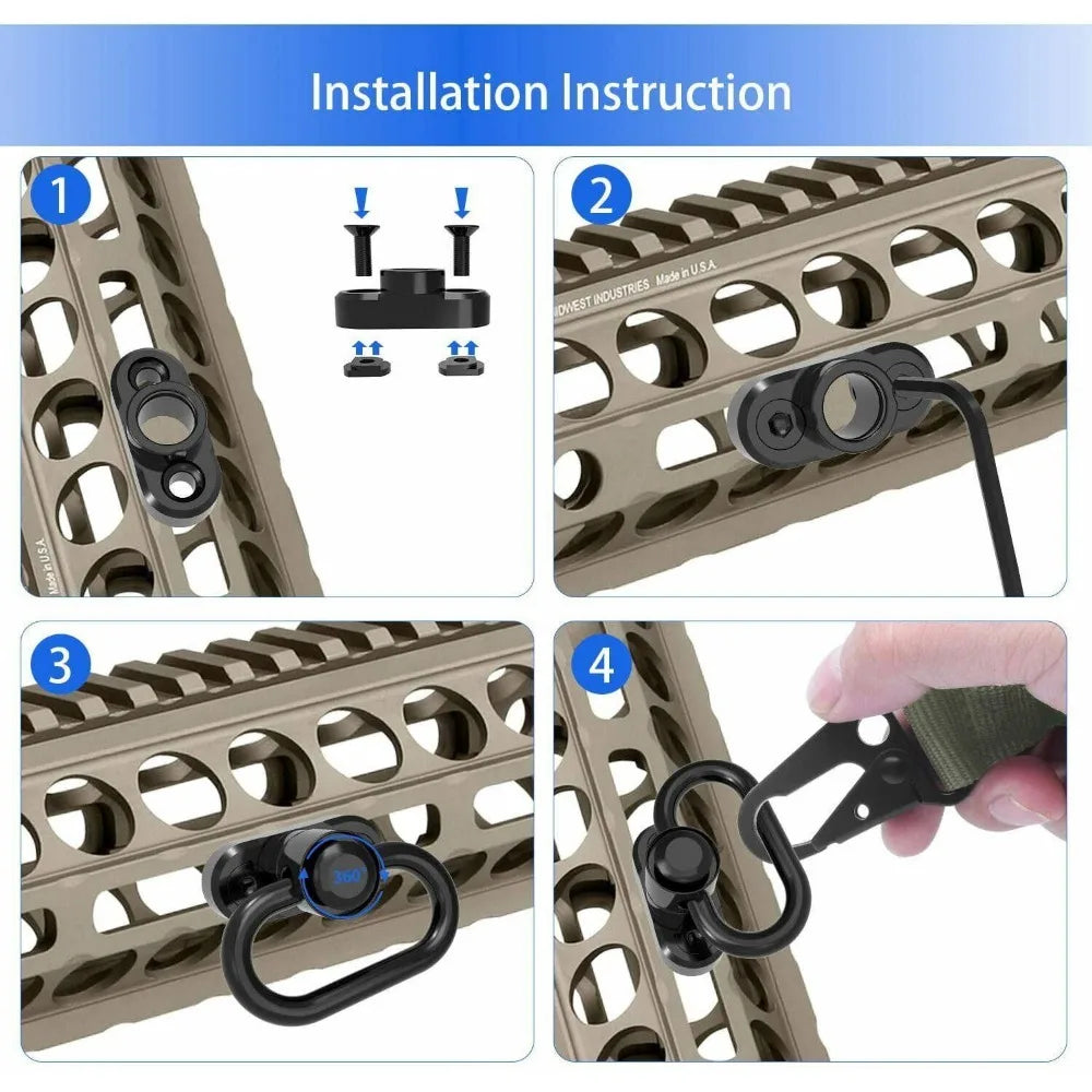 Tactical Hunting Quick Adjustable 2 Point Sling with Mountable M-Lok QD Swivels Riflescope Accessory