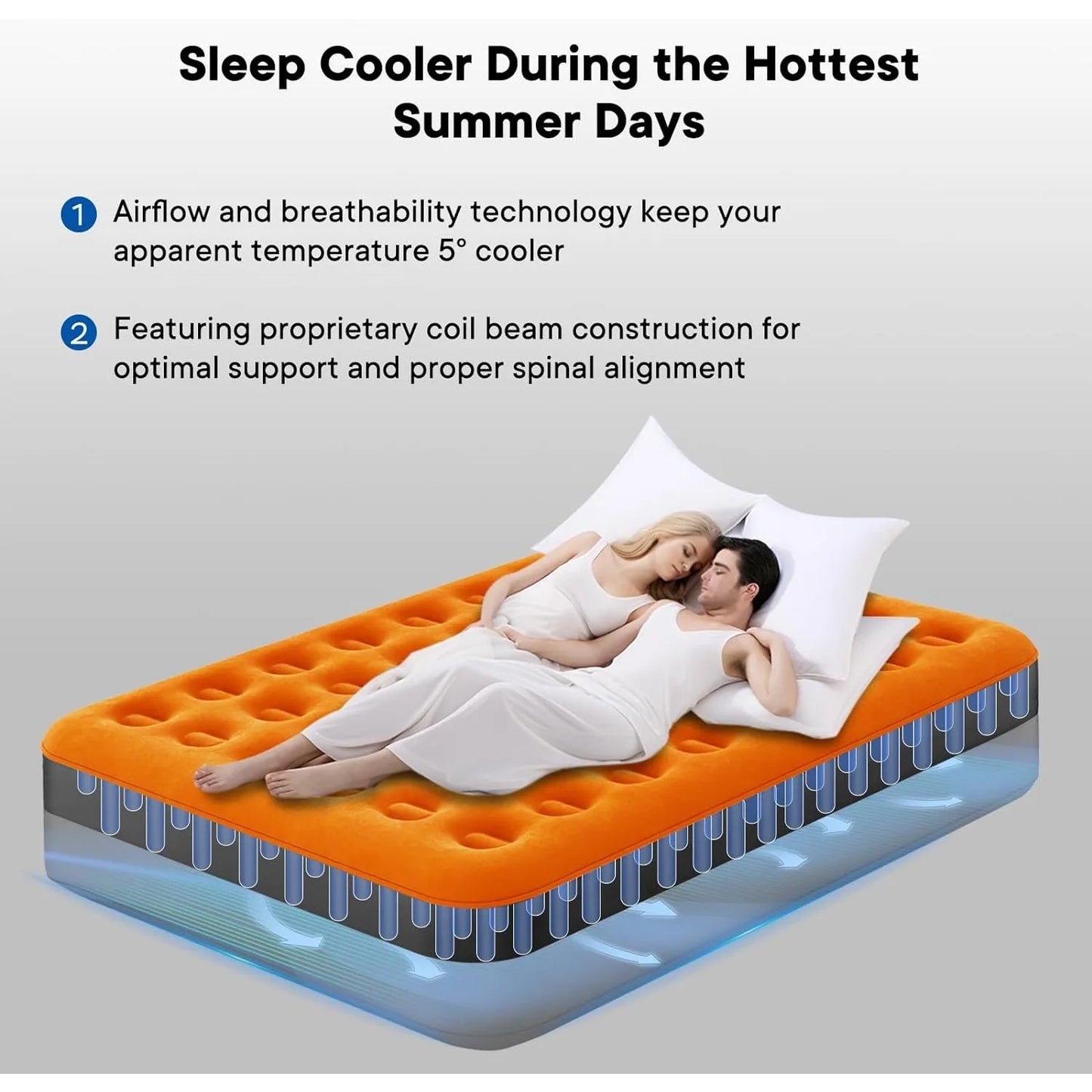 Air Mattress with Built-in USB Rechargeable Pump Camping Inflatable Mattress Portable Blow up Mattress Air Bed Guest Bed