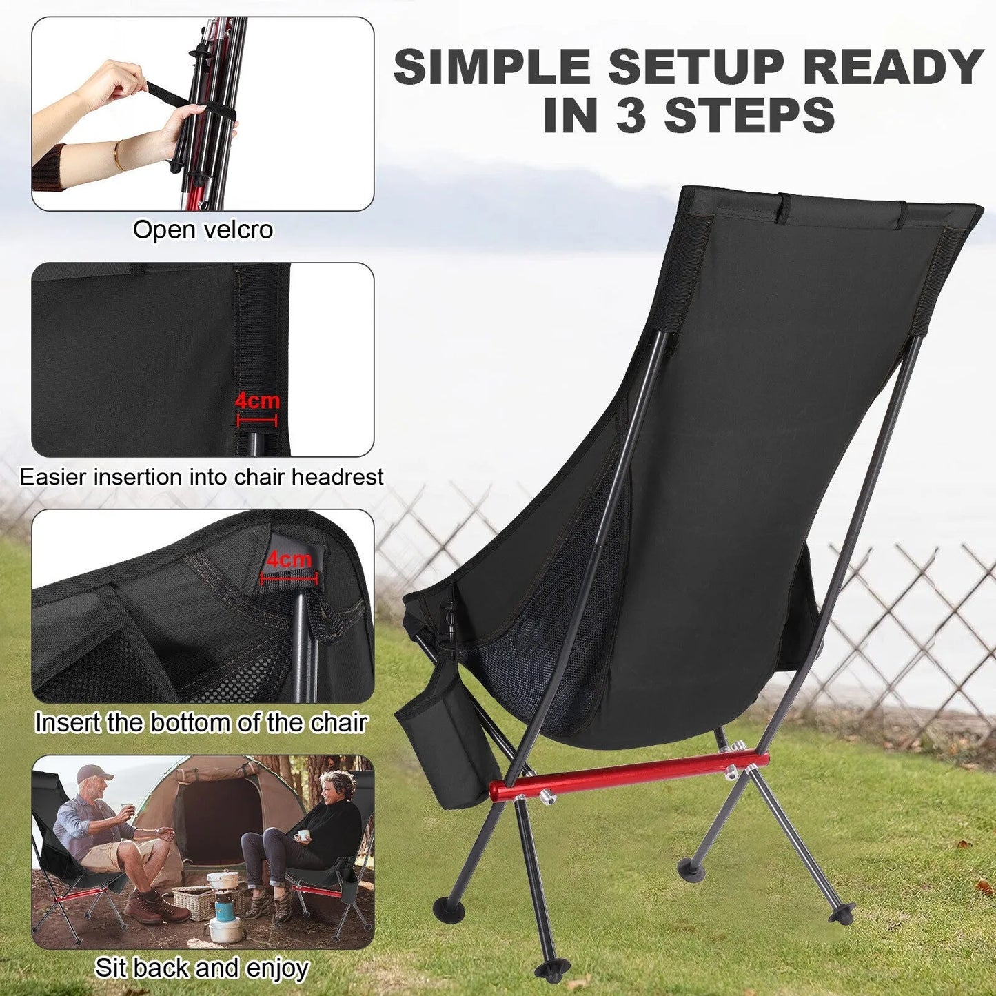 US Ultralight High Back Folding Camping Chair