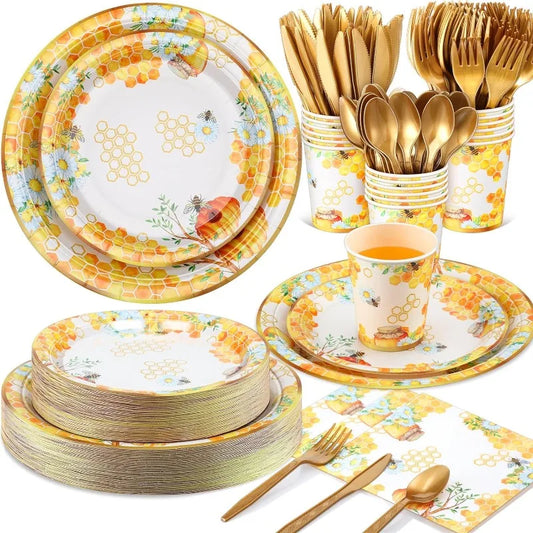 350 Pcs Floral Tea Party Supplies Spring Summer Vintage Floral Party Tableware Set