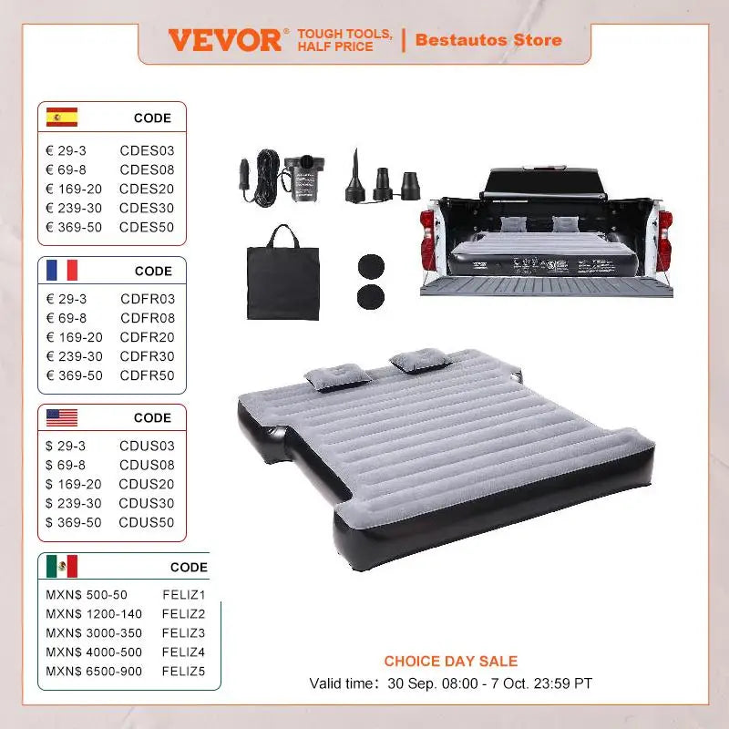 VEVOR Truck Bed Air Mattress Full Size Short Truck Beds Inflatable Air Mattress Camping Bed