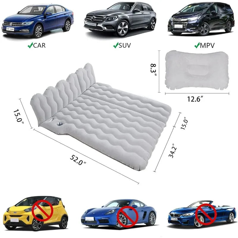 Air Mattress, Inflatable Car Mattress Bottle and Phone Holder Thickened Flocking & PVC Surface Car Bed