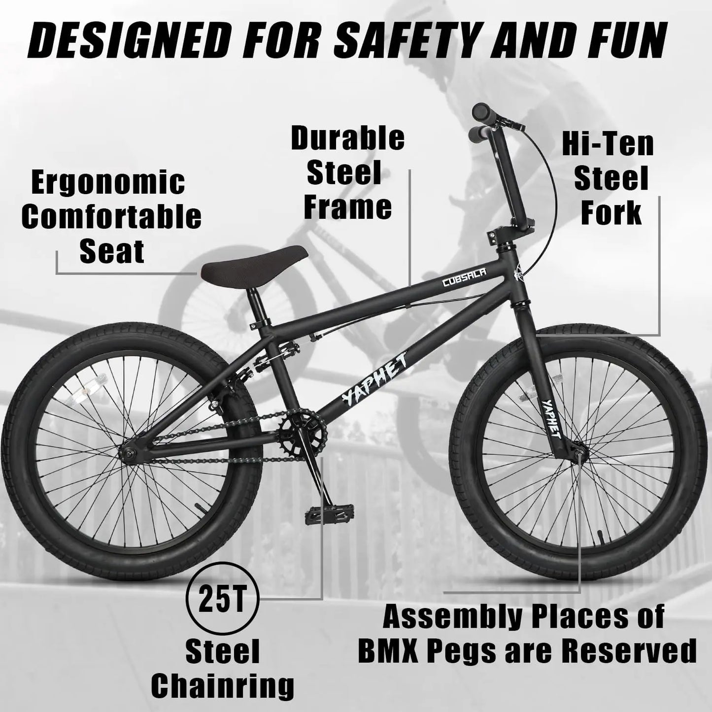 cubsala Yaphet 20 Inch Freestyle BMX Kids Bike