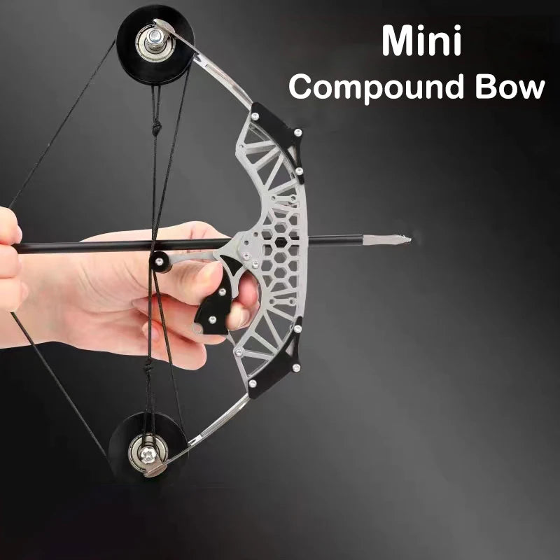 Mini Compound Bow Large Toy Bow Metal with Four Arrows