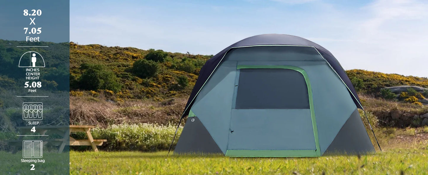 Camping Tents 4 Person Waterproof Quick Easy Setup