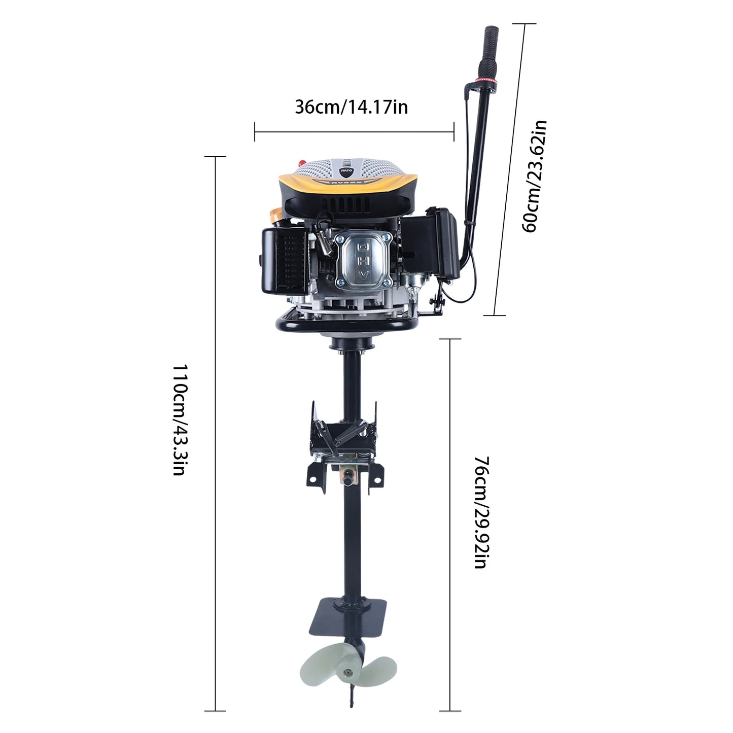 225cc 4-Stroke Outboard Boat Motor Fishing Boat Engine, 9HP Heavy Duty Shaft Boat Motor Gas Powered Marine Engine