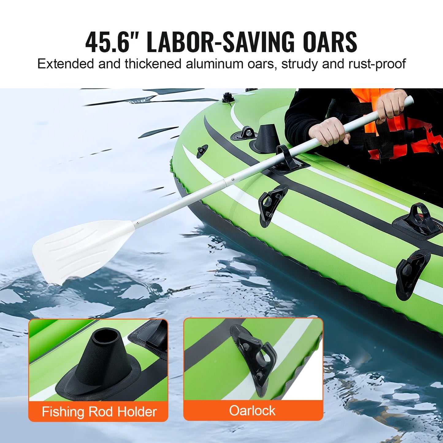 VEVOR Inflatable Boat 4-Person Inflatable Fishing Boat