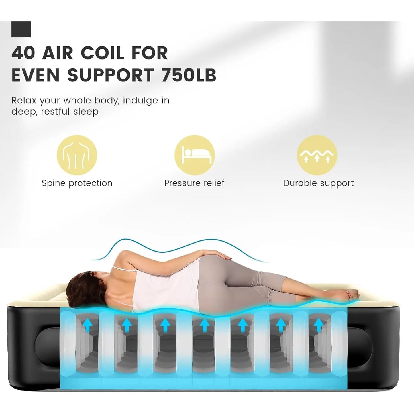 Luxury Air Mattress Queen with Built in Pump, 18'' High Double Mattress, Self Inflating Air Bed