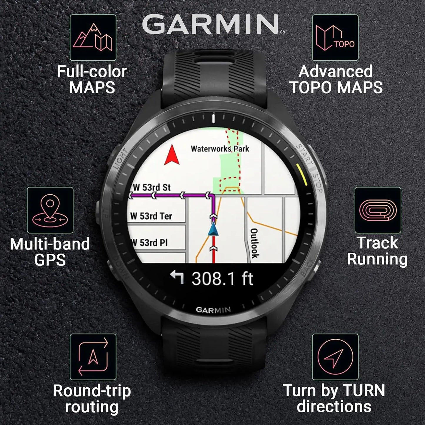 Garmin Forerunner 965 Premium GPS Running and Triathlon 47mm Smartwatch with AMOLED Touchscreen Display