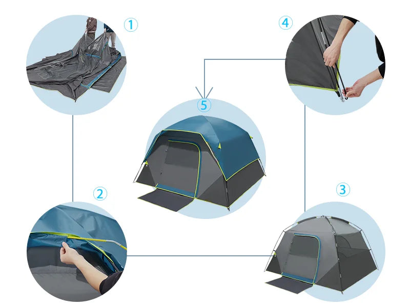 Camping Tents 4 Person Waterproof Quick Easy Setup