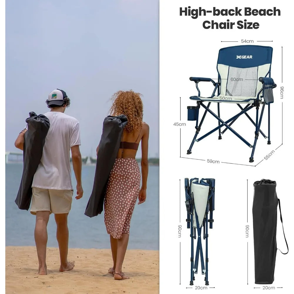 Camping Chair for Adults 350LBS Support Camp Chairs 2PCS with Breathable Mesh Back