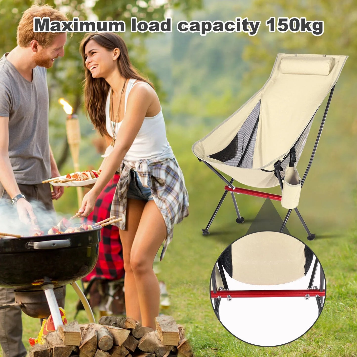 US Ultralight High Back Folding Camping Chair