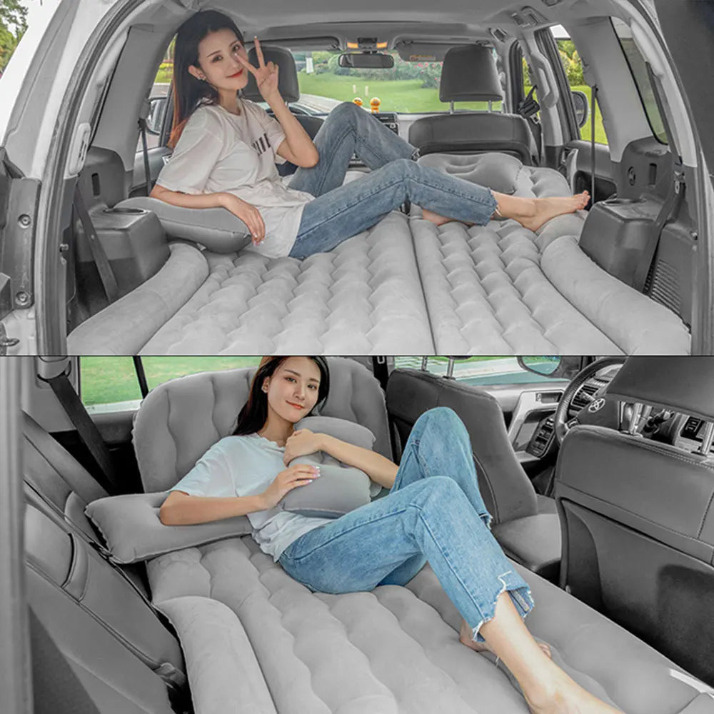 Ultra-soft Flocking Environmental Fabric Car Inflatable Bed Air Cushion Bed Car Travel Bed Portable and Comfortable Mattress