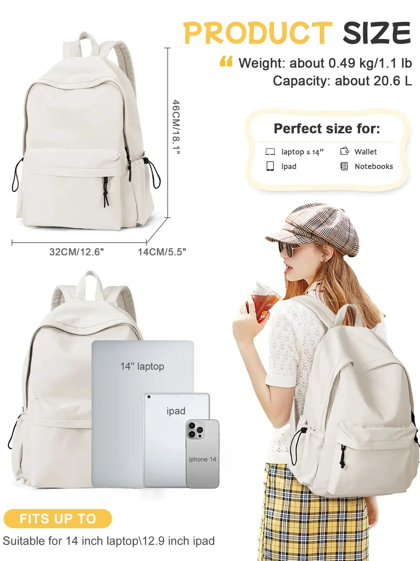 Lightweight School Backpack for Women Men, Waterproof Laptop Backpack for Girls, College Backpack for Boy Casual Travel Backpack