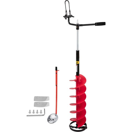 VEVOR Ice Drill Auger, 8'' Diameter Nylon Ice Auger, 41'' Length Ice Auger Bit, w/14'' Adjustable Extension Rod, for Ice Fishing