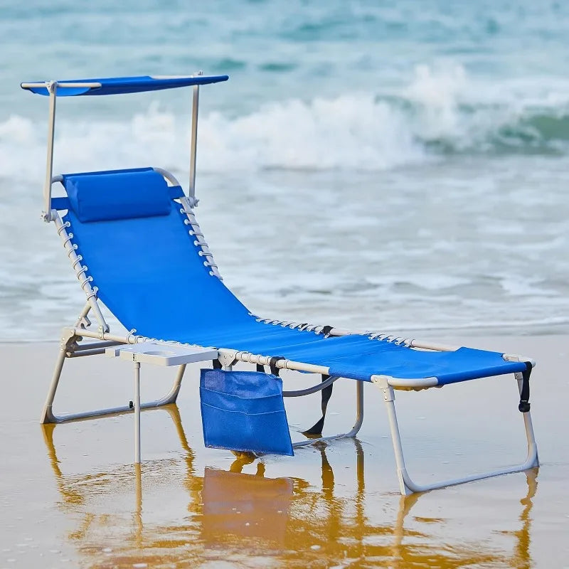 Folding Chaise Lounge Chair with Adjustable Back