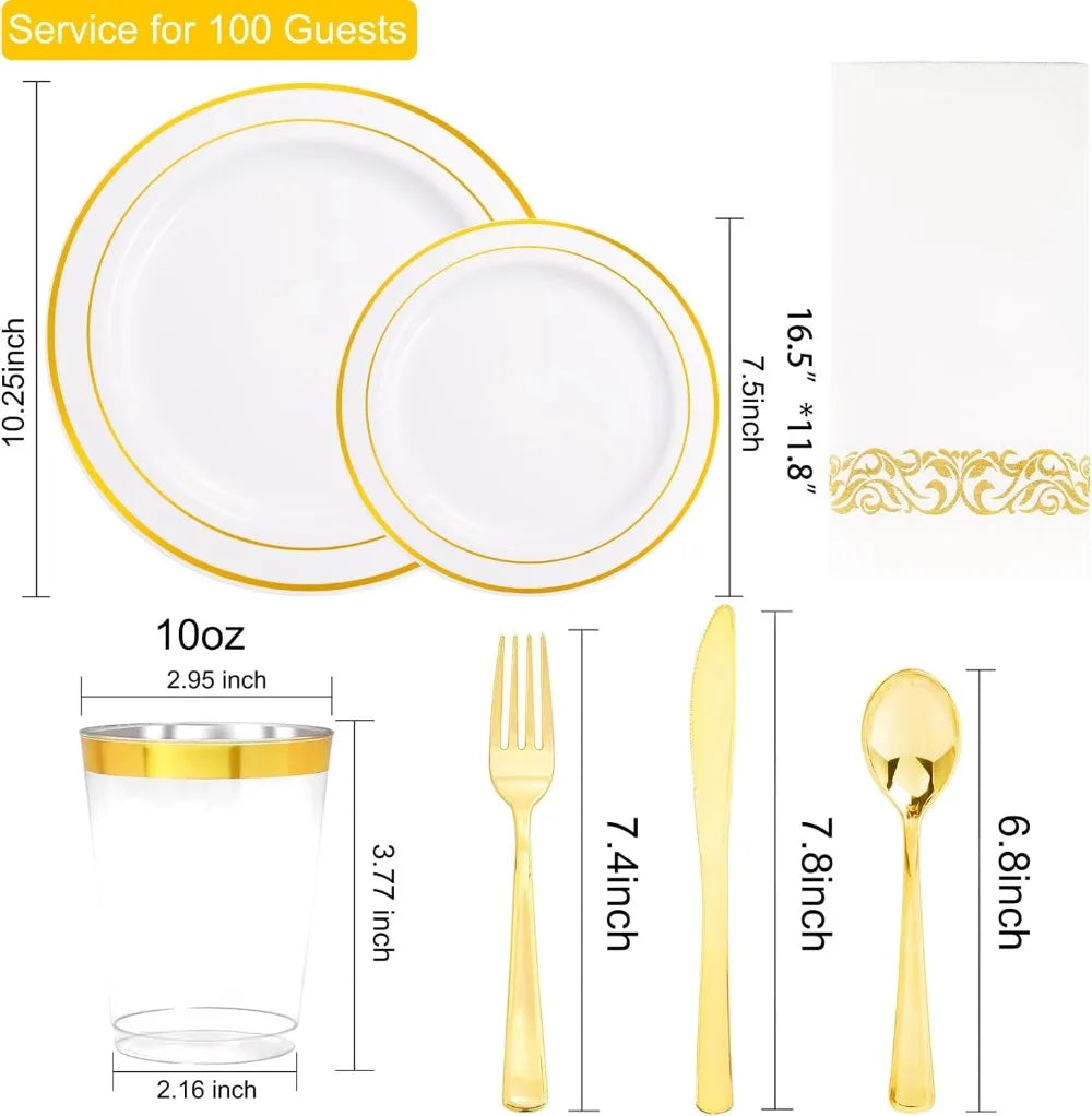 Plastic Dinnerware Set Perfect for 100 Guest