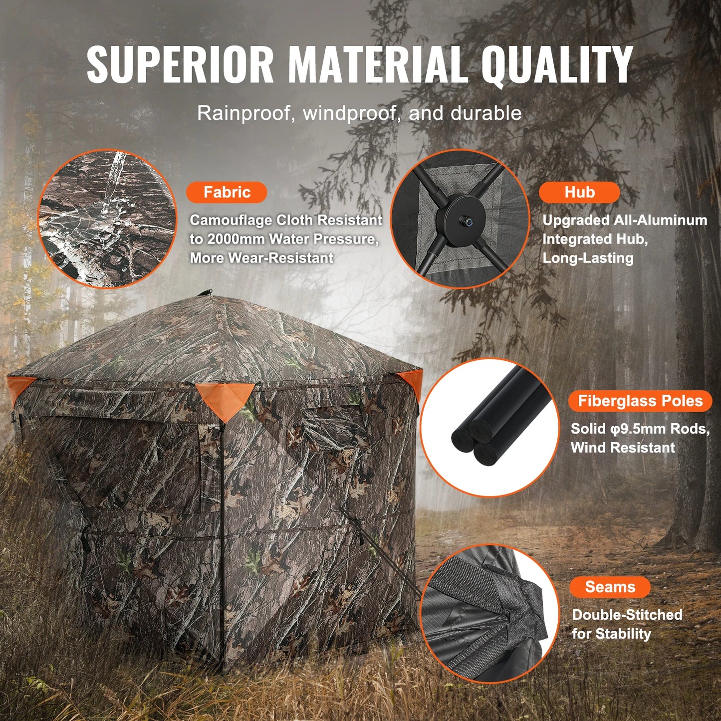 VEVOR Hunting Blind 288° See Through Ground Blind 6-7 Person