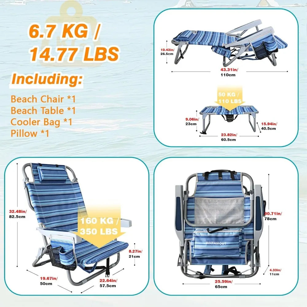 Backpack Folding Beach Chairs Set of 2