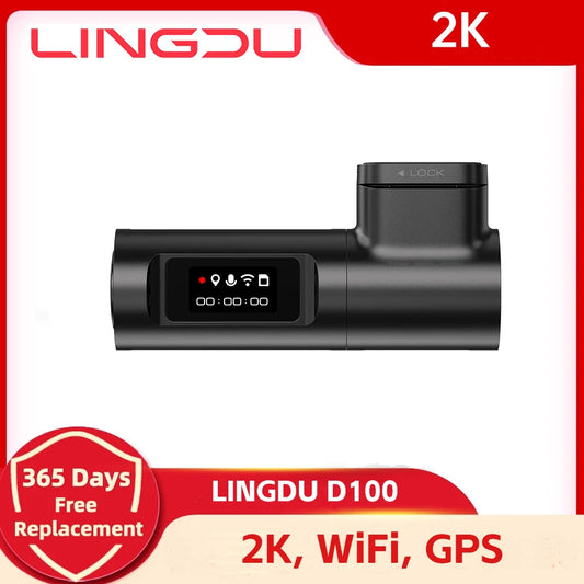 LINGDU D100 Dash Cam 2K 1440P Car DVR WiFi Built in GPS Voice Control 24H Parking Monitor Night Vision