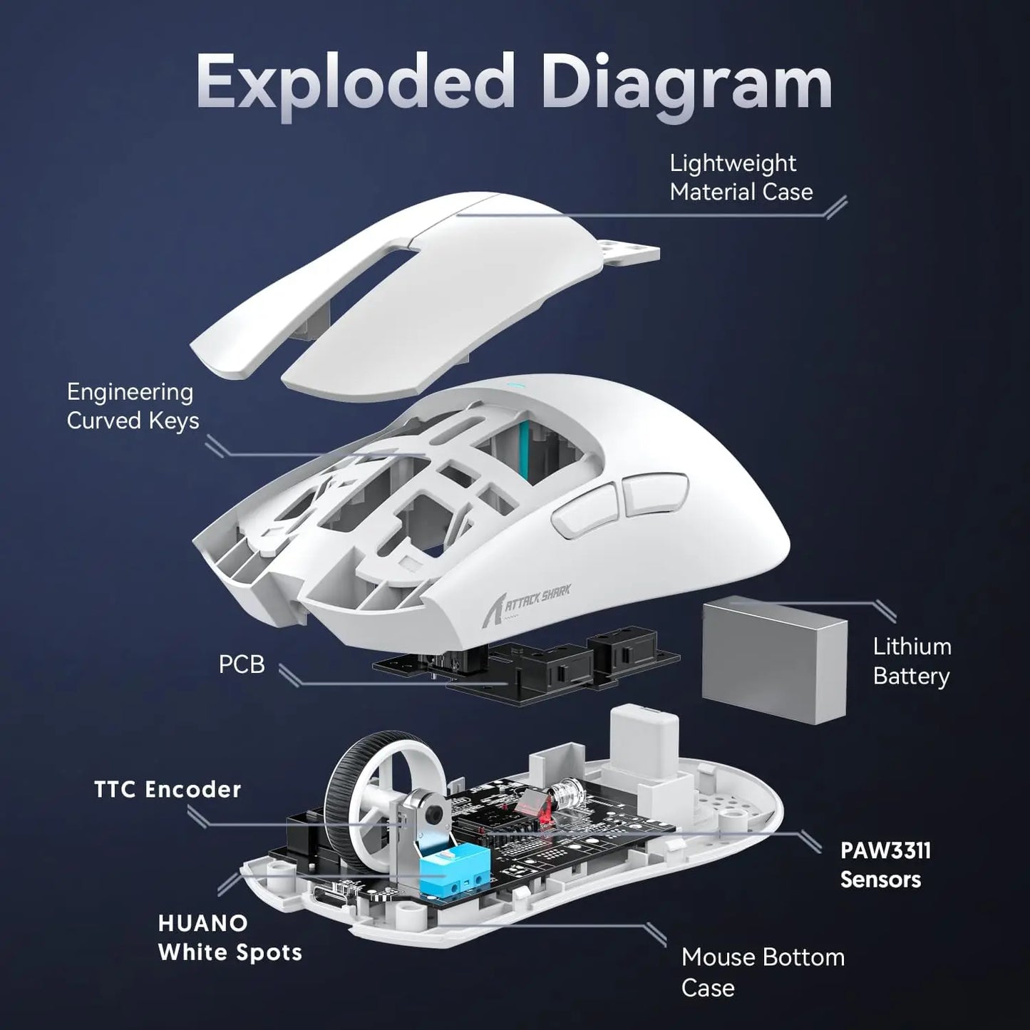 ATTACK SHARK X11 Gaming Mouse Magnetic Charging Dock