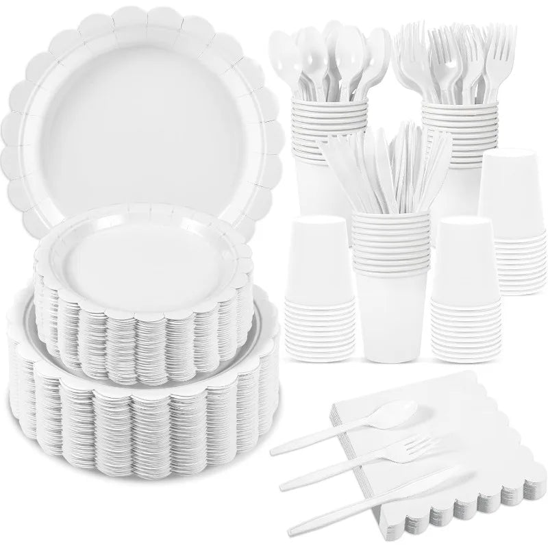 350 Pcs Paper Plates and Napkins, 50 Guest Supplies