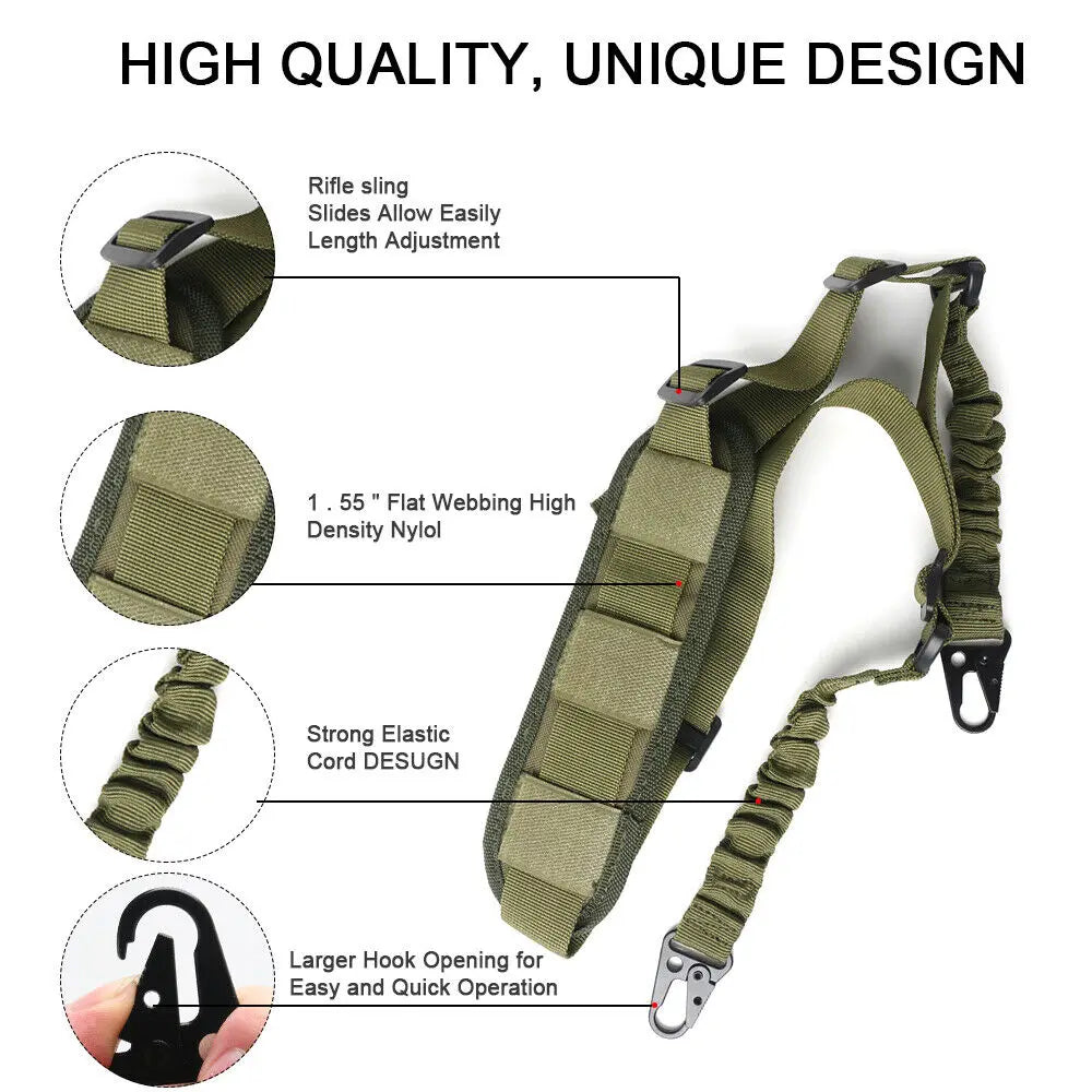 Green Two 2 Point Sling Strap + Sling Shoulder Pad +D Ring +MLOK QD Swivel Mount